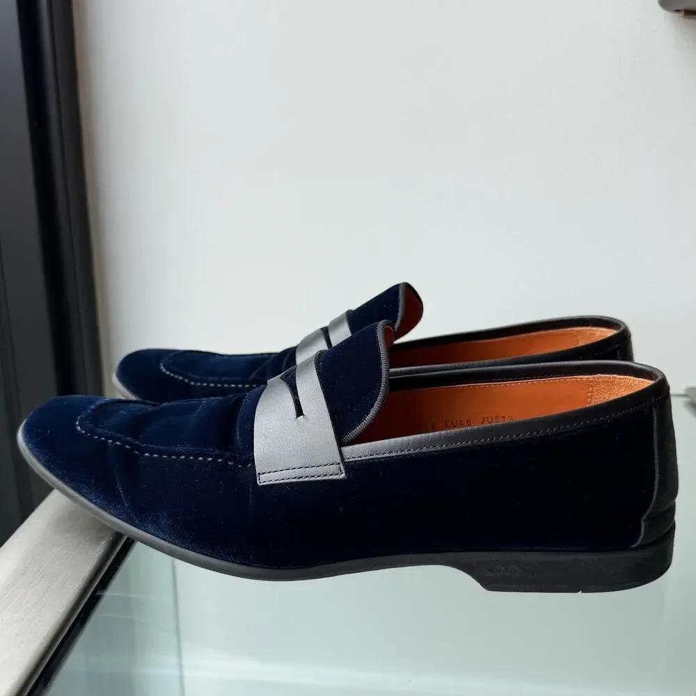 Magnanni 'Vale' Penny Loafers Shoes Blue Velvet Mens 7.5 US / 40 EU